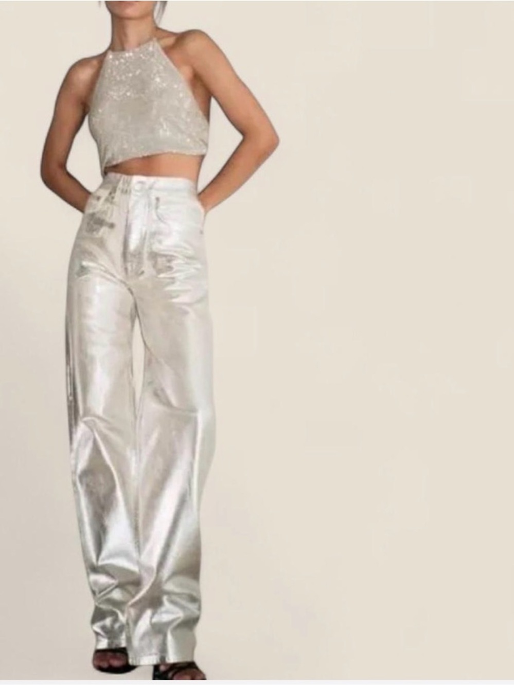 Zara Silver Straight Leg Jeans